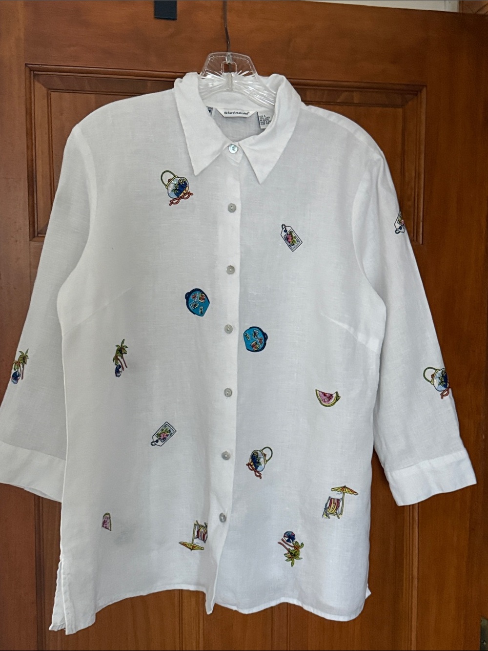 Vintage Richard Malcolm Irish linen Embroidered Blouse